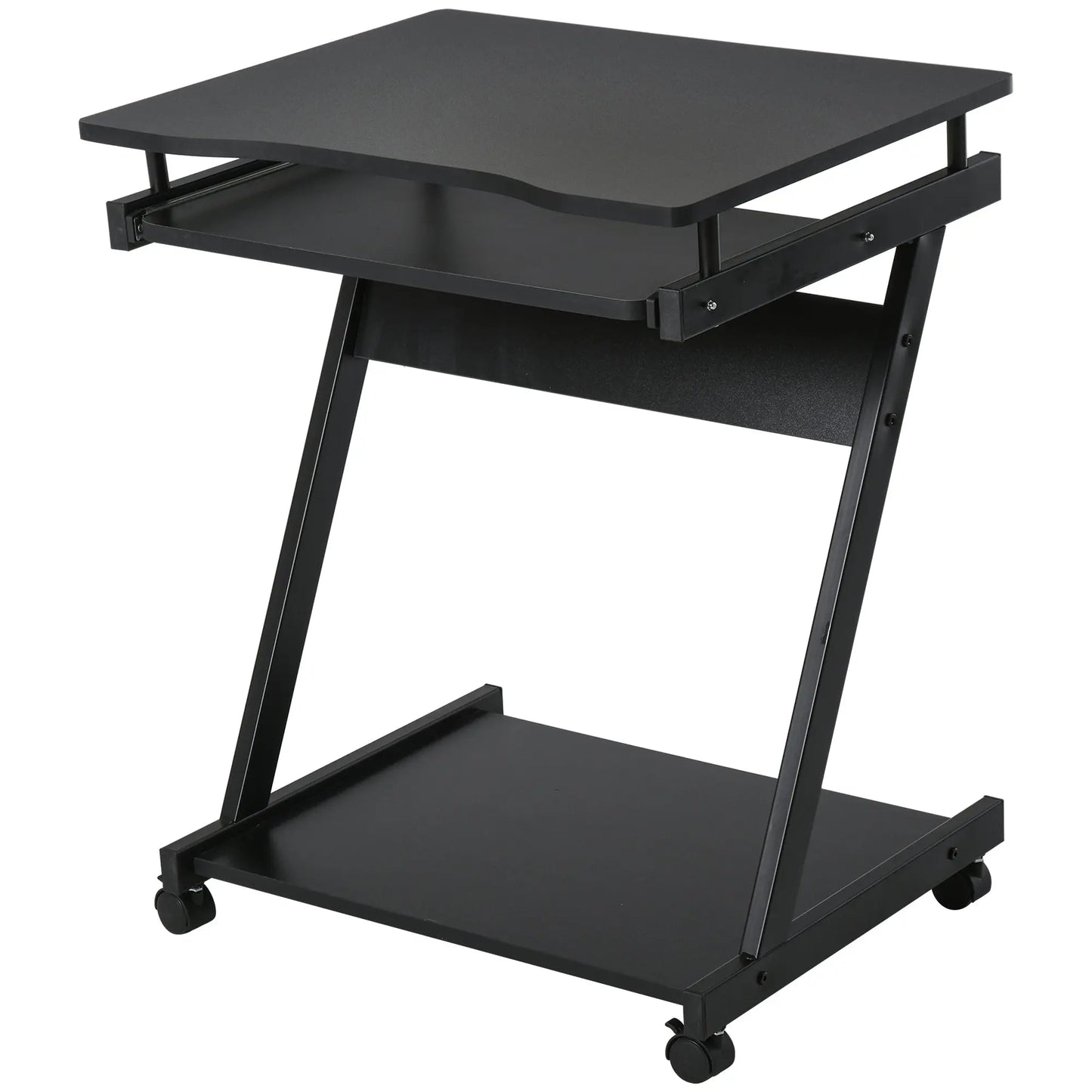 HOMCOM Movable Computer Desk with 4 Moving Wheels Sliding Keyboard Tray Home Office Workstation Black Wise Galleria