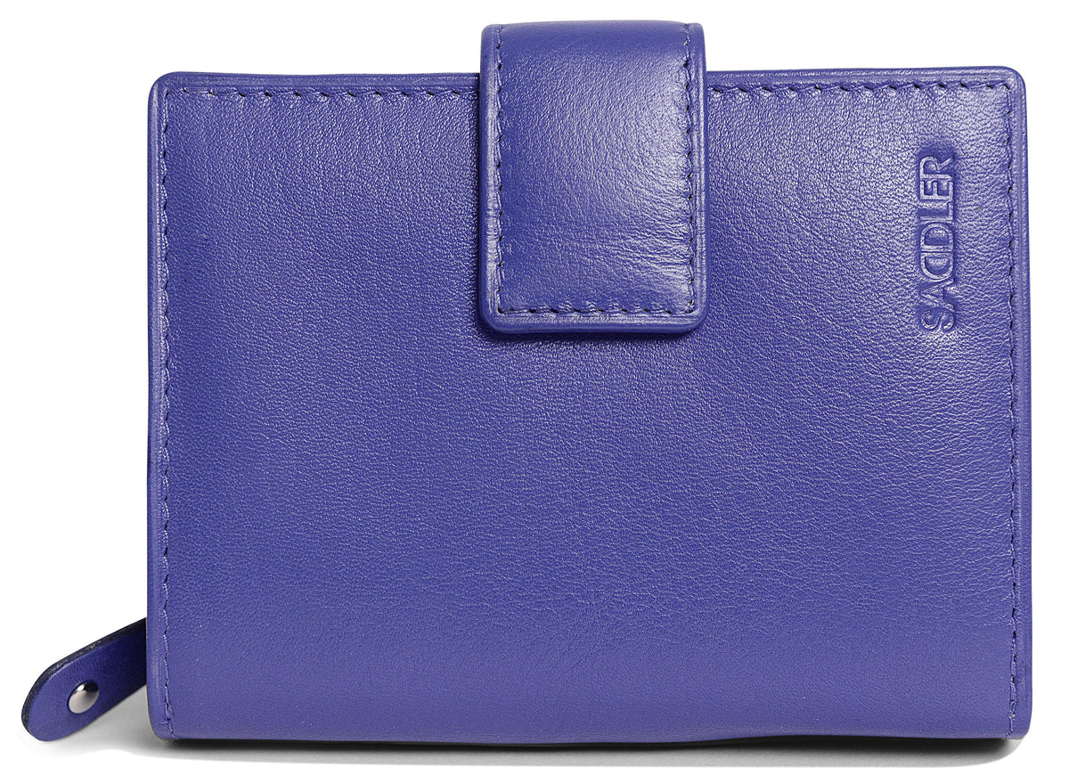 SADDLER EMILY Handmade Leather Mid-Size Wallet – RFID Protected | 10 Card Slots, Secure Tab Closure & Zipped Coin Pocket | Gift Boxed