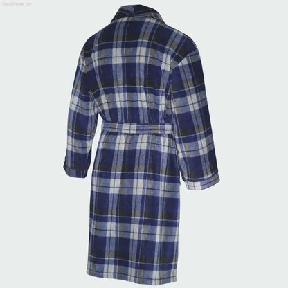 Men's Fleece Dressing Gown - Soft Warm Checkered Pattern SaneShoppe