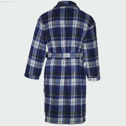 Men's Fleece Dressing Gown - Soft Warm Checkered Pattern SaneShoppe
