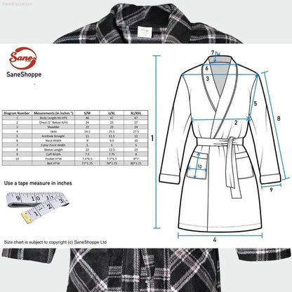 Men's Fleece Dressing Gown - Soft Warm Checkered Pattern SaneShoppe