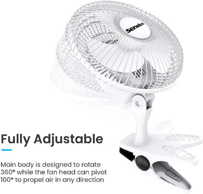 Senelux 6" Clip On Desk Fan- Home Cooling from a Portable, Cool Clip Fan; Clip on Desk Fan Senelux