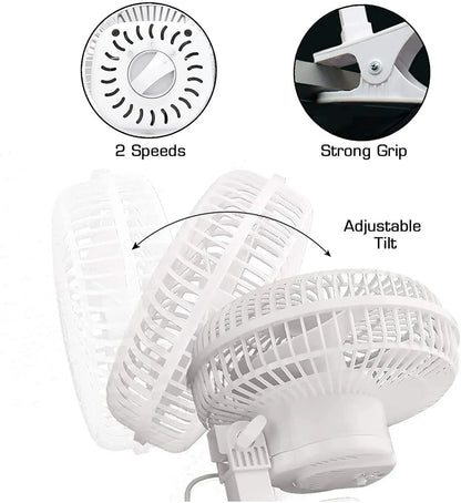 Senelux 6" Clip On Desk Fan- Home Cooling from a Portable, Cool Clip Fan; Clip on Desk Fan Senelux