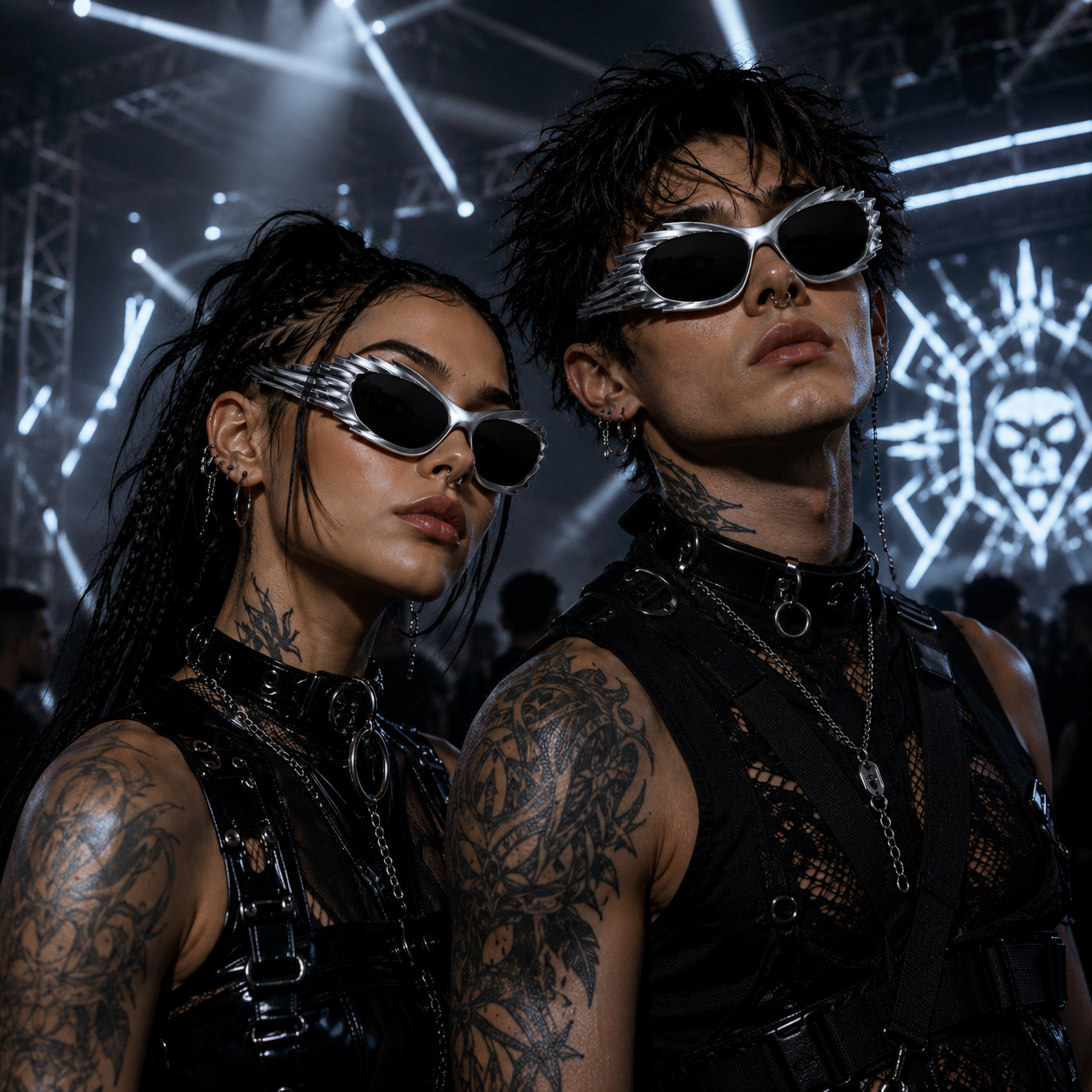 Silver Spiked Cyber Glasses