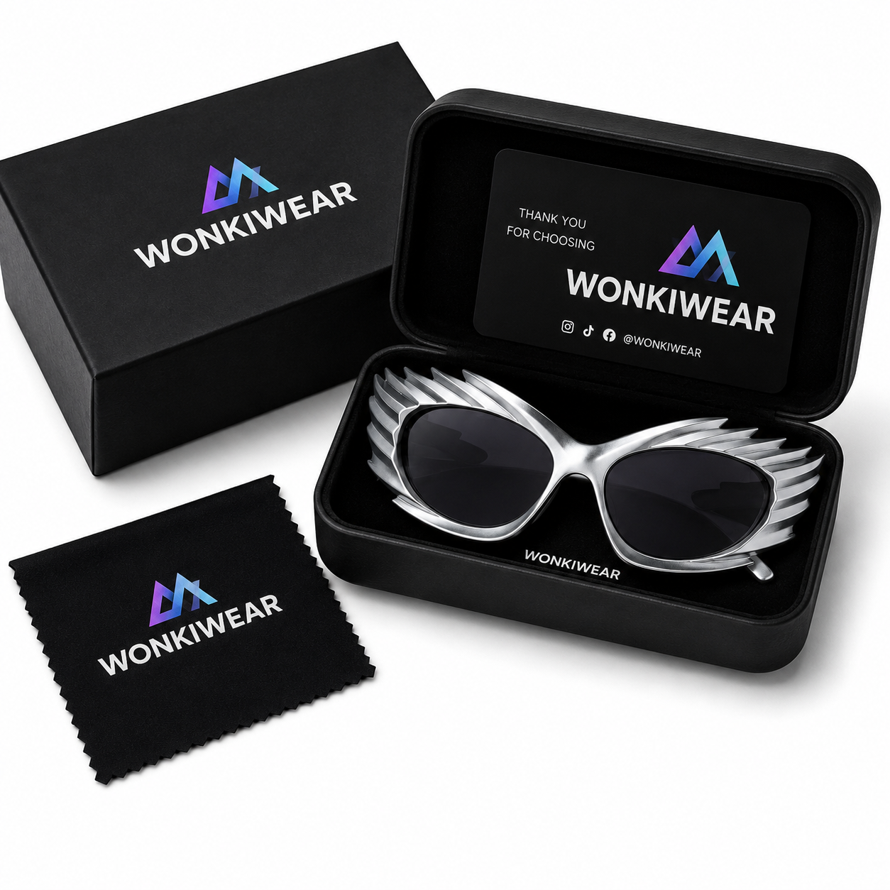 Silver Spiked Cyber Glasses