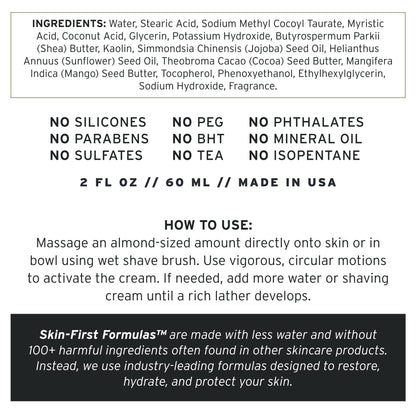 SUPPLY Ultra Lather Shaving Cream Fragrance Free – Hypoallergenic for Men, 3.4 oz Jar