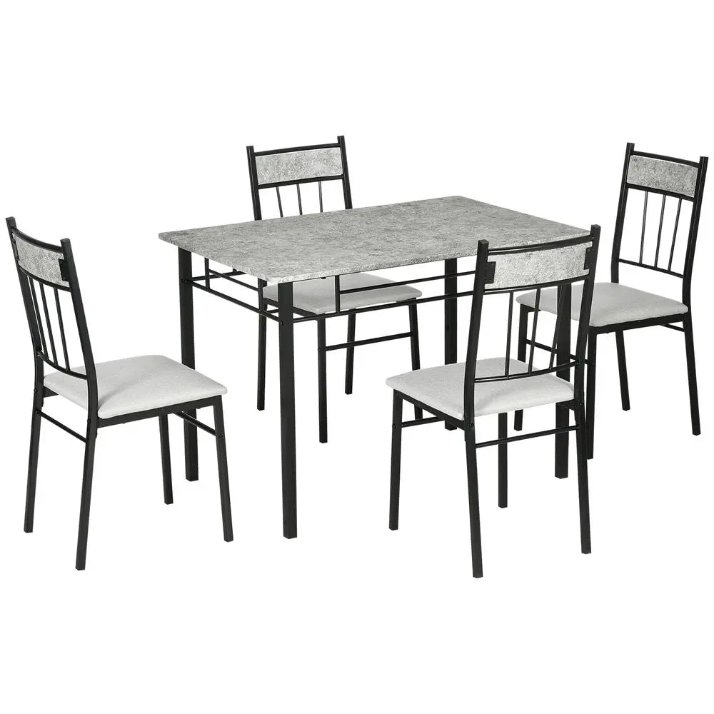 HOMCOM 5 Pieces Dining Room Sets, Kitchen Table and Chairs Set 4 with Marble Top InStock