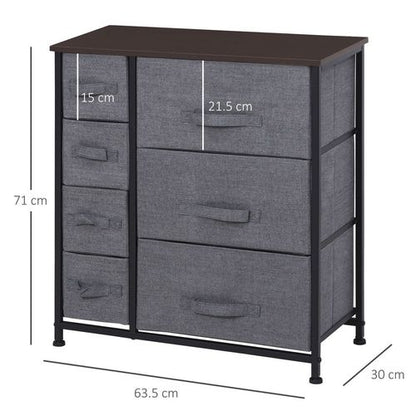 HOMCOM Chest of Drawers with 7 Dresser Drawers for Home Bedroom, Dark Grey