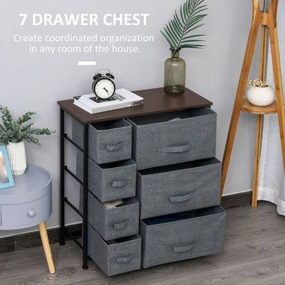 HOMCOM Chest of Drawers with 7 Dresser Drawers for Home Bedroom, Dark Grey