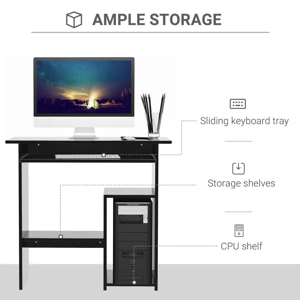 Computer Desk, 73.5H cm-Black InStock