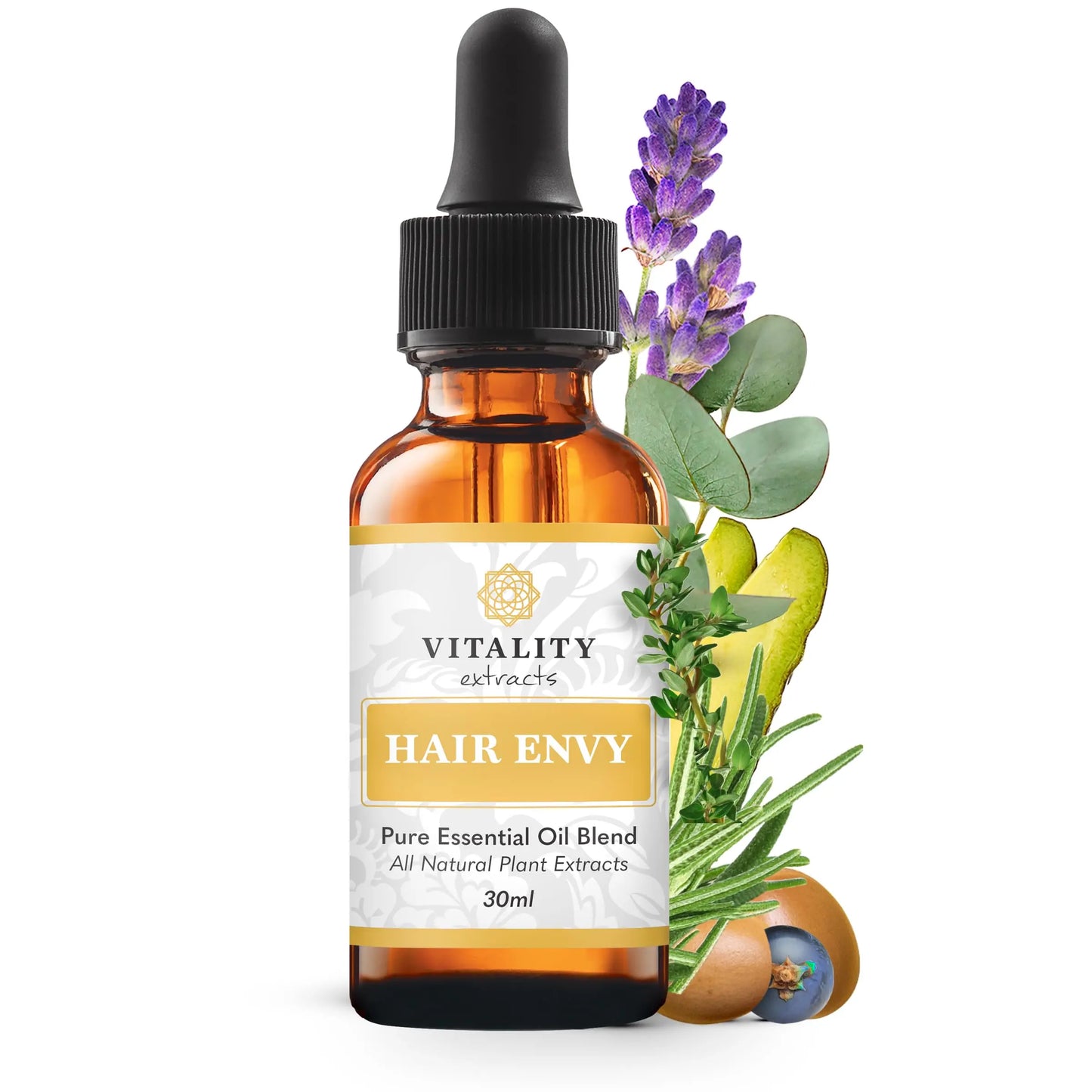Vitality Hair Envy - Natural Hair Growth Serum with 15 Plant Extracts | 100% Pure Essential Oils British Harmonia | Natural Makeup & Fragrance by British Harmonia UK