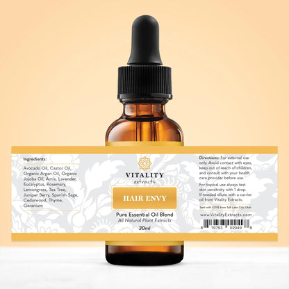 Vitality Hair Envy - Natural Hair Growth Serum with 15 Plant Extracts | 100% Pure Essential Oils British Harmonia | Natural Makeup & Fragrance by British Harmonia UK