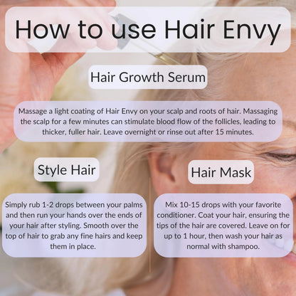 Vitality Hair Envy - Natural Hair Growth Serum with 15 Plant Extracts | 100% Pure Essential Oils British Harmonia | Natural Makeup & Fragrance by British Harmonia UK