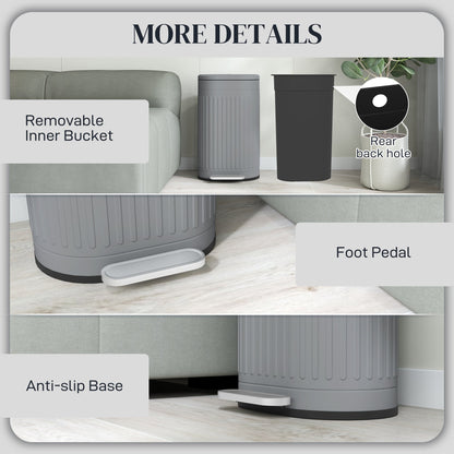 HOMCOM 20L Pedal Bin, Metal Kitchen Bin with Soft-close Lid